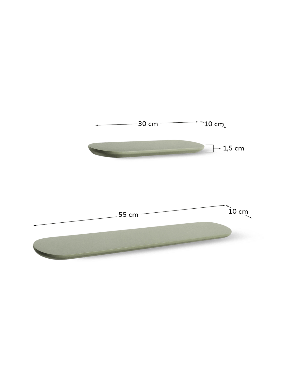 Set van 2 wandplanken Arely 35 / 55 cm