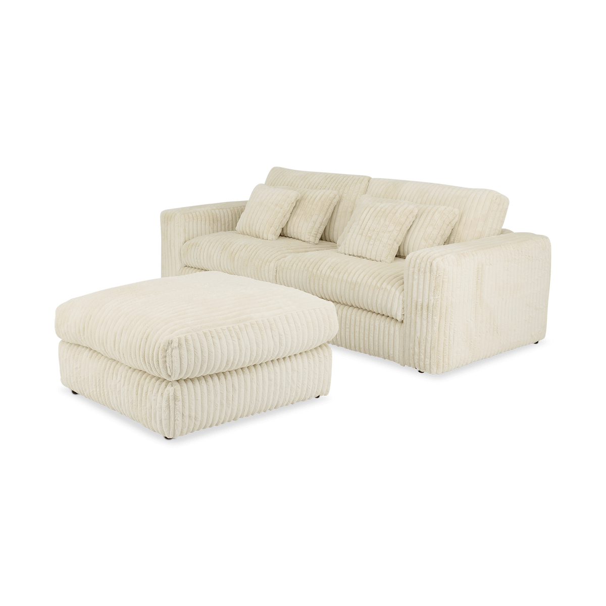 Poef PROSPERO Rib Ecru 105x105