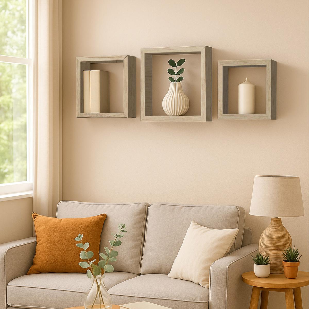 Wandplank S/3 ONNIU Naturel vierkant