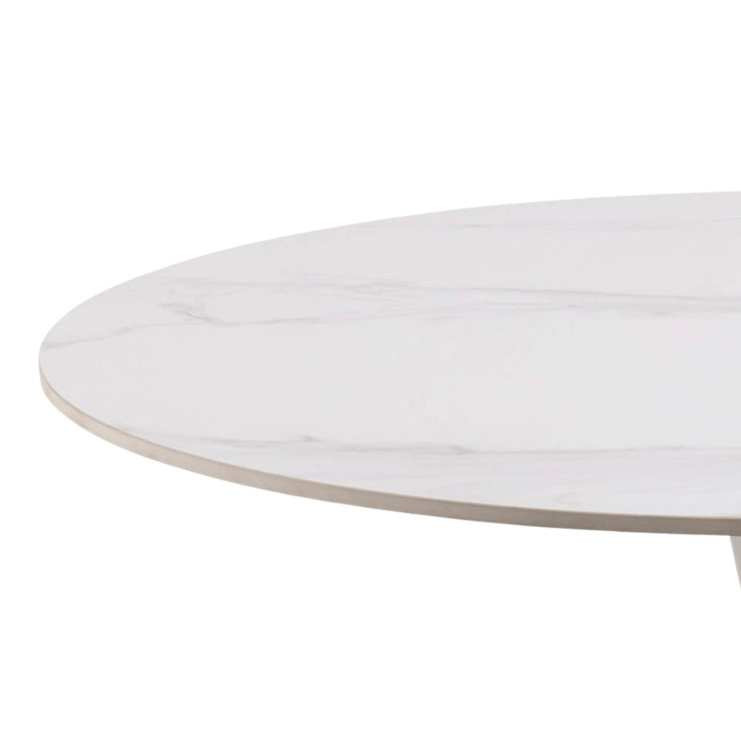 Eettafel GRANTHAM Keramiek Mat Wit Ø90cm