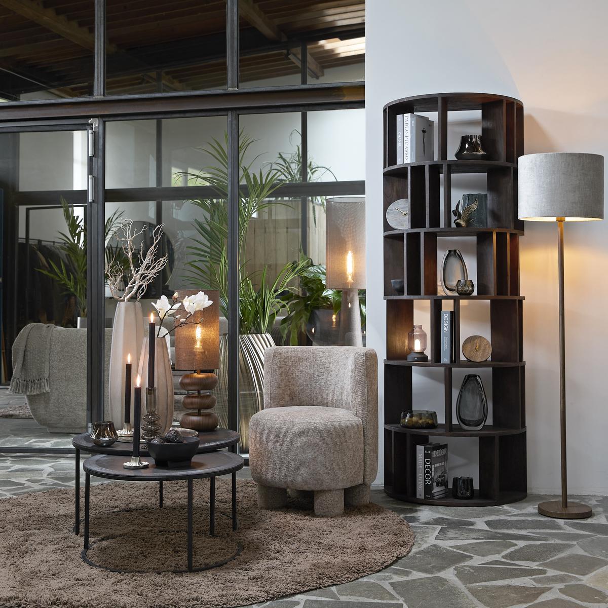 Lampvoet WASHINGTON Vloerlamp Houtlook Donkerbruin
