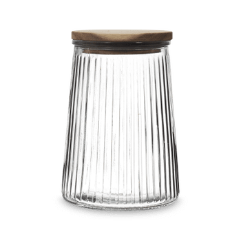 Voorraadpot ACARA Ribbel Glas/Acacia M Voorraadpot ACARA Ribbel Glas/Acacia M