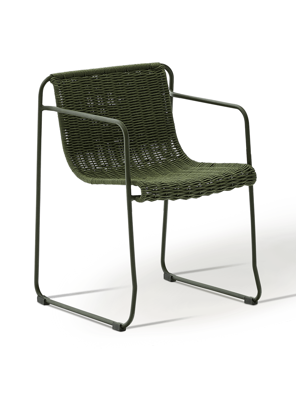 Maurina stoel van groen gegalvaniseerd staal en groen touw