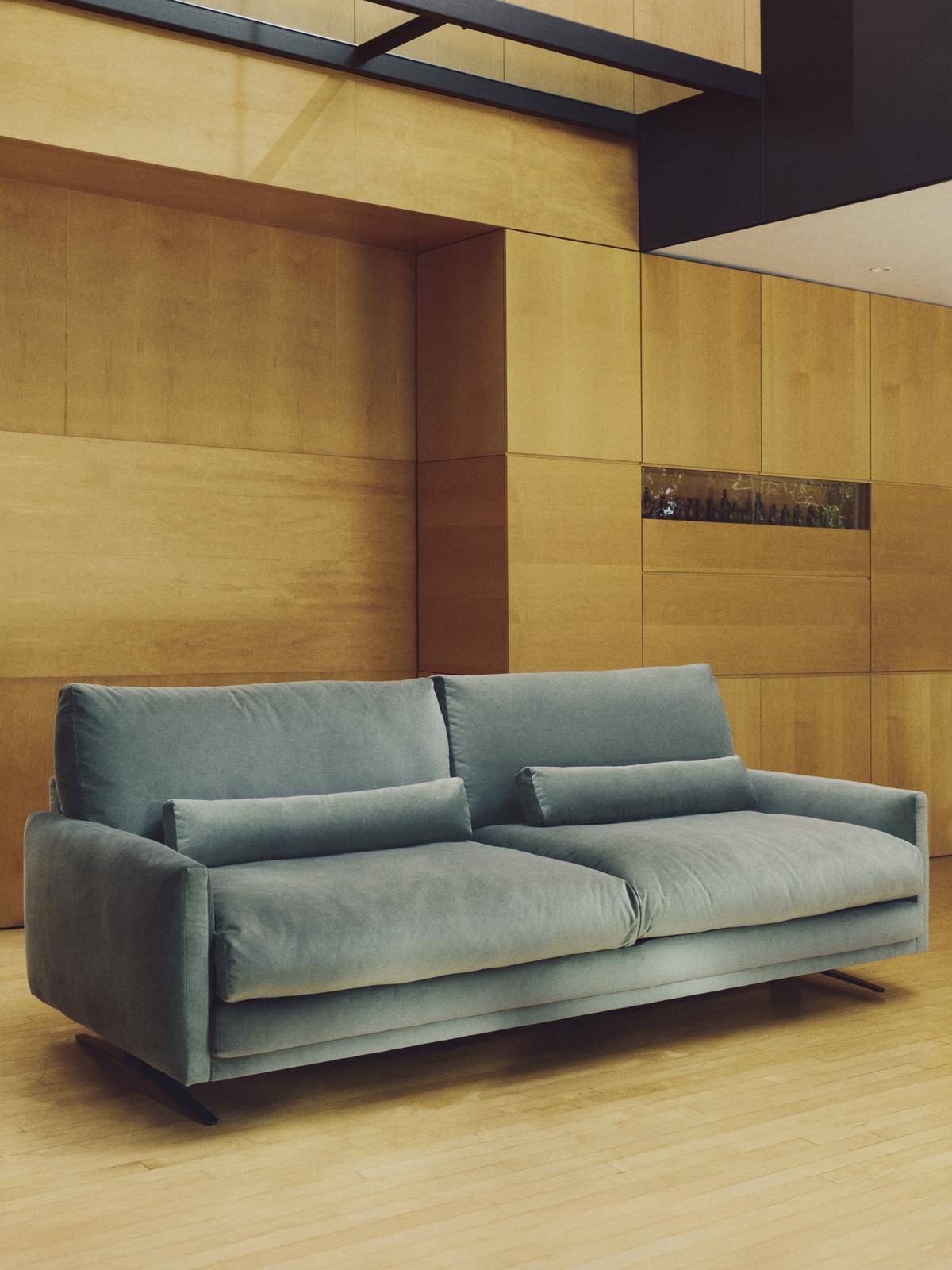 Veliro 3-zitsbank in groen fluweel met stalen poten in zwarte afwerking 240 cm FSC Mix Credit