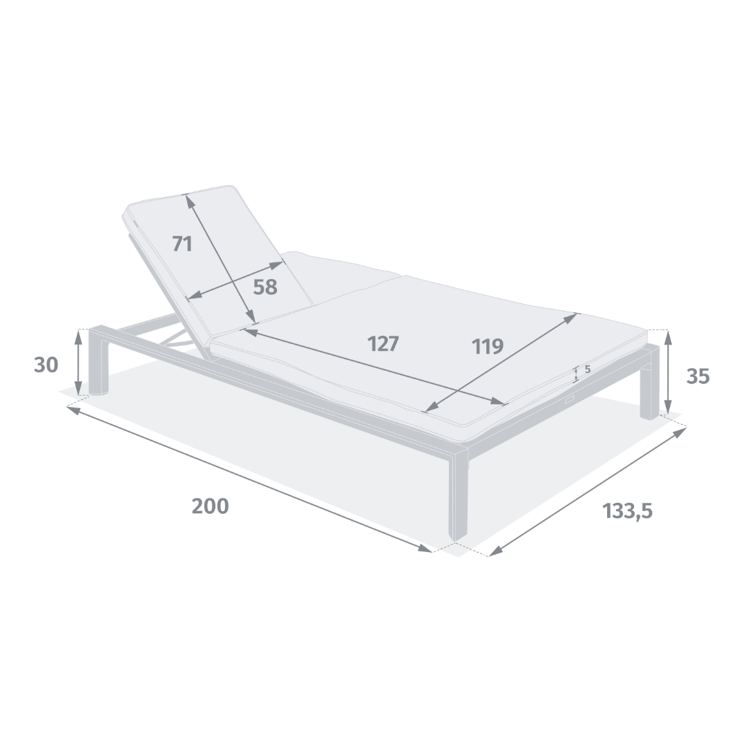 Ligbed Verstelbaar 2pers. FURORE Zand Ligbed Verstelbaar 2pers. FURORE Zand