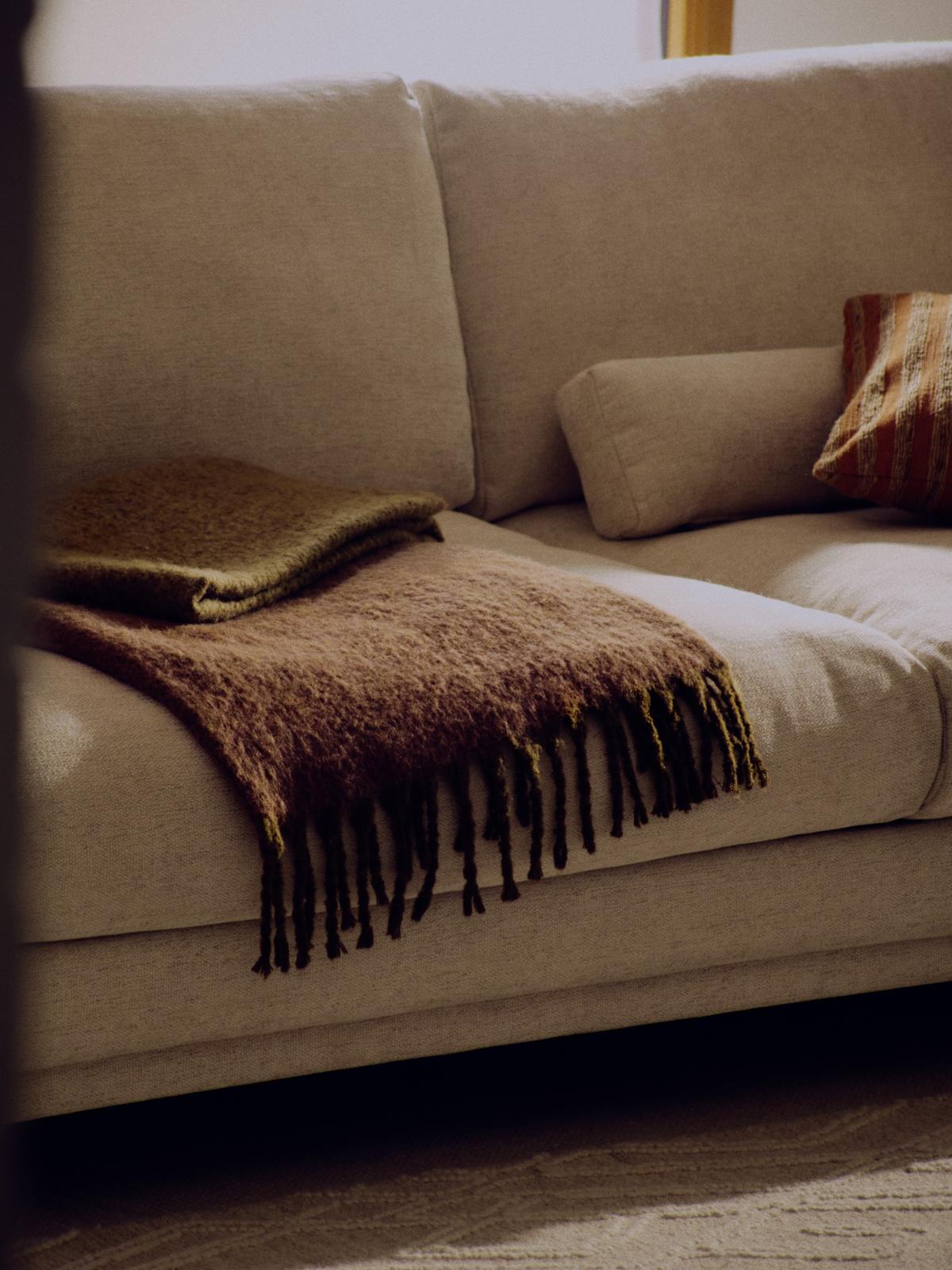 Elvori deken groen met franjes 170 x 130 cm