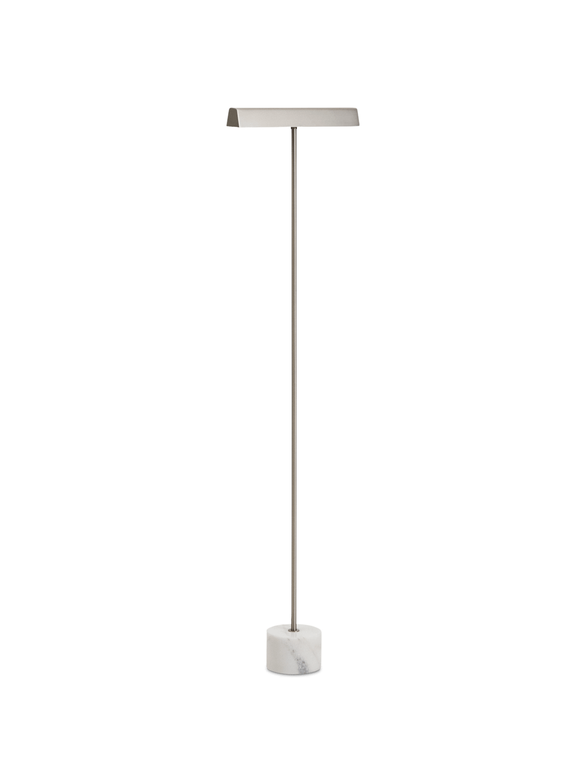 Lynor staande lamp van geborsteld staal met witte marmeren voet