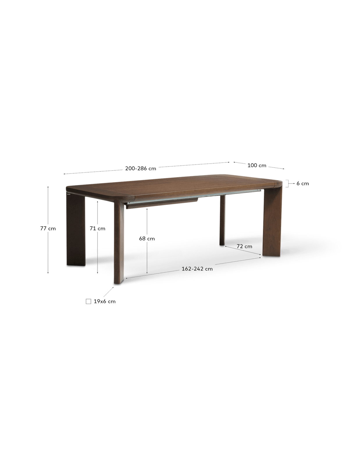 Verlengbare Eettafel Jondal Donker Eik 200/286 x 100 cm