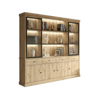 Vitrinekast CASTELLO 2 Glasdeuren / 3 Nissen B240  Lichte Eik Vitrinekast CASTELLO 2 Glasdeuren / 3 Nissen B240  Lichte Eik