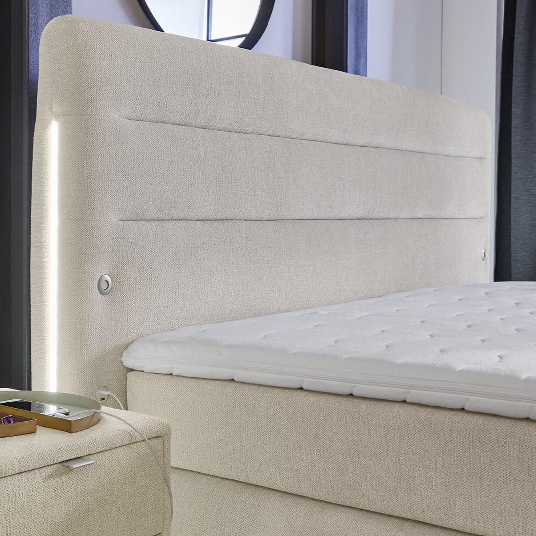 Boxspring LELYSTAD Chenille beige 180x200