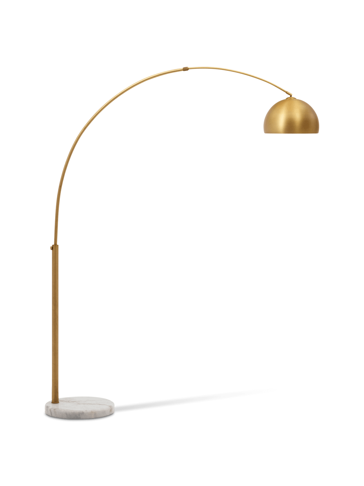 Metalen vloerlamp Madali in messing en wit marmer