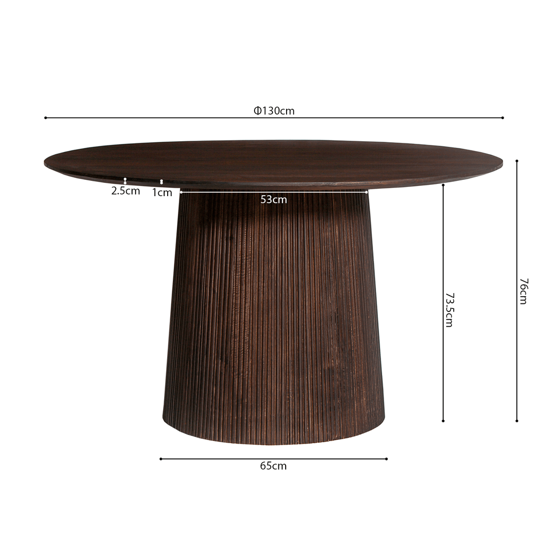 Eettafel DOMINGO Mango Donkerbruin Ø130  Eettafel DOMINGO Mango Donkerbruin Ø130