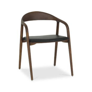 Armstoel HANSON Ash Wood Walnut - Leather Black Armstoel HANSON Ash Wood Walnut - Leather Black