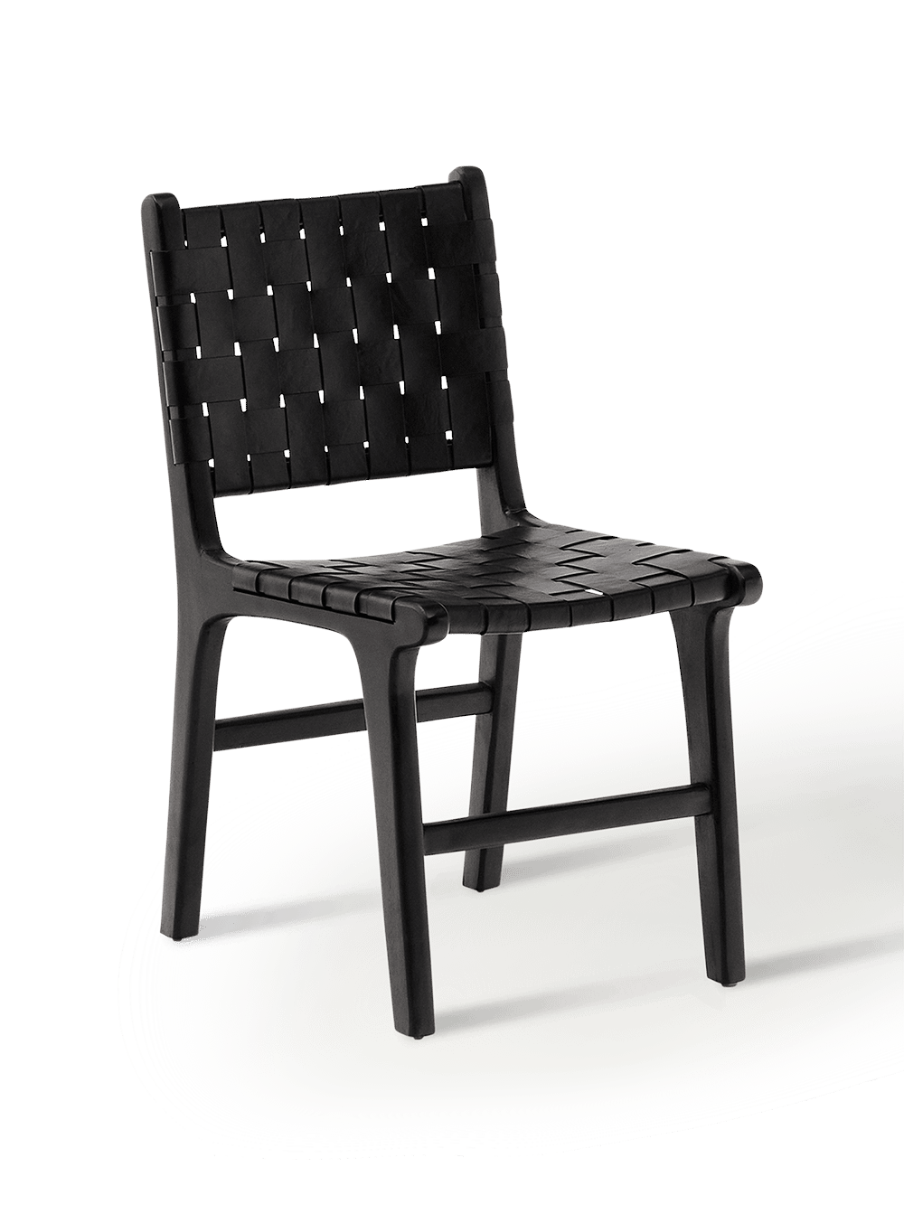 Calixta Stoel - van leer en massief mahoniehout met zwarte afwerking