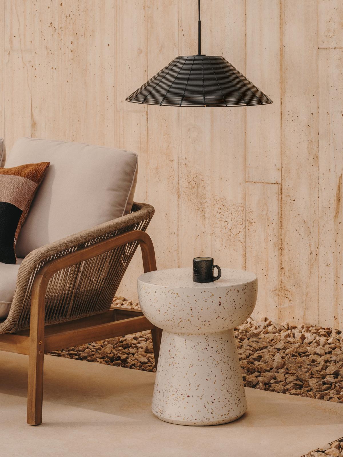 Bijzettafel Pada van wit terrazzo ⌀40 cm
