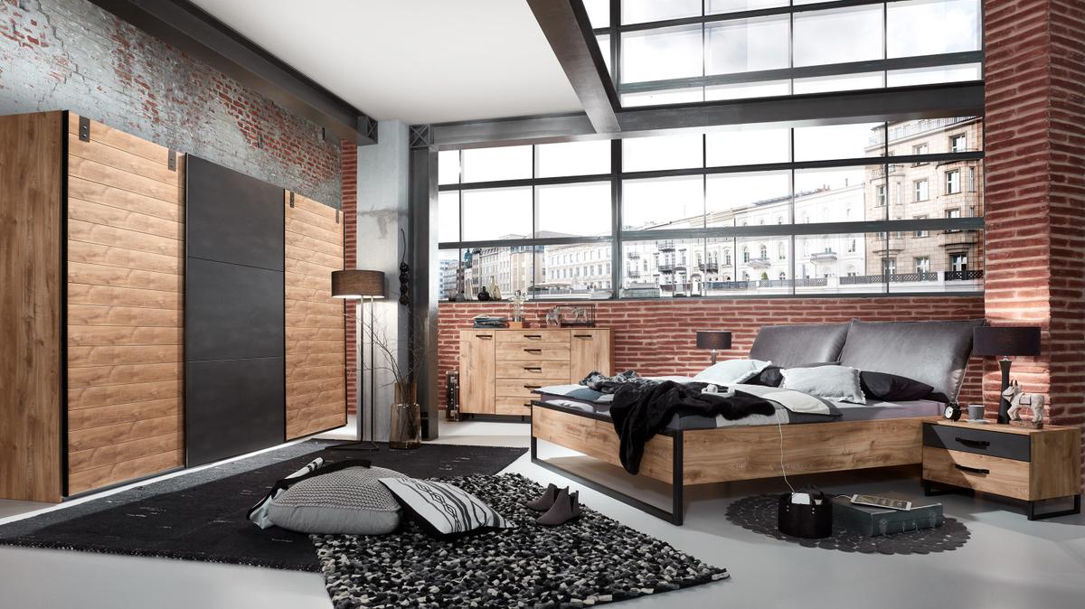 Bed KICK F99-Plankeneiche/Raw Steel 180x200 Futonbed DETROIT WIMEX mbh & Co. KG KICK-1129