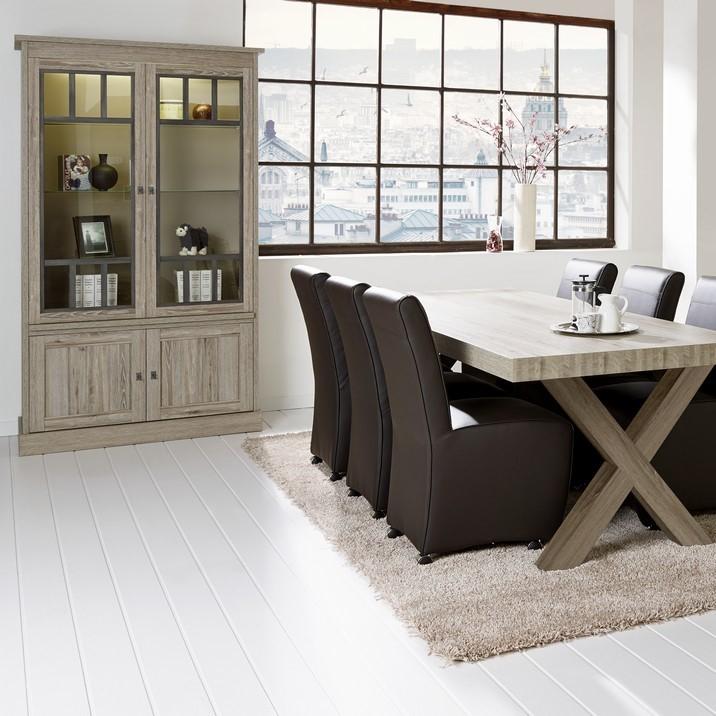 Vitrinekast COTTON Kristal Eik Licht Bruin