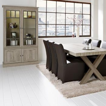 Vitrinekast COTTON Kristal Eik Licht Bruin Vitrinekast COTTON Kristal Eik Licht Bruin