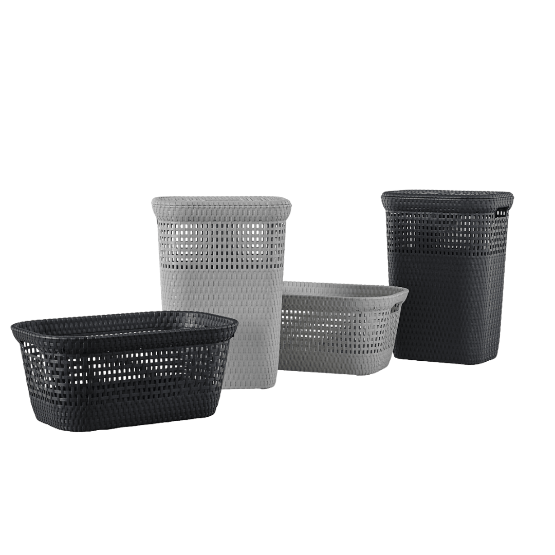 Wasmand KRITT Rotan 45L Grijs