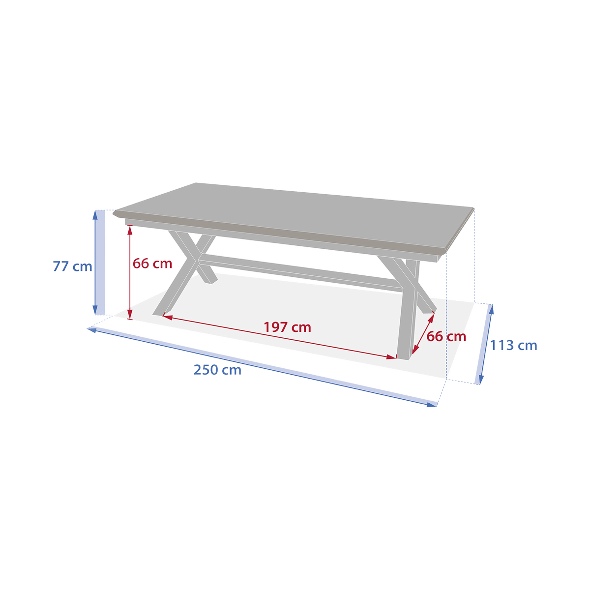 Tuintafel CORTONA Verlengbaar 250/330x113 Grijs/Hout