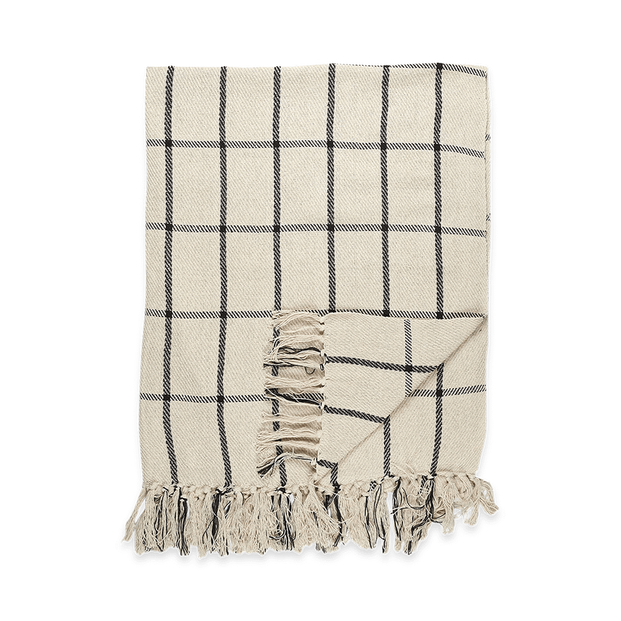 Plaid JELTA Katoen Beige/Zwart Plaid JELTA Katoen Beige/Zwart