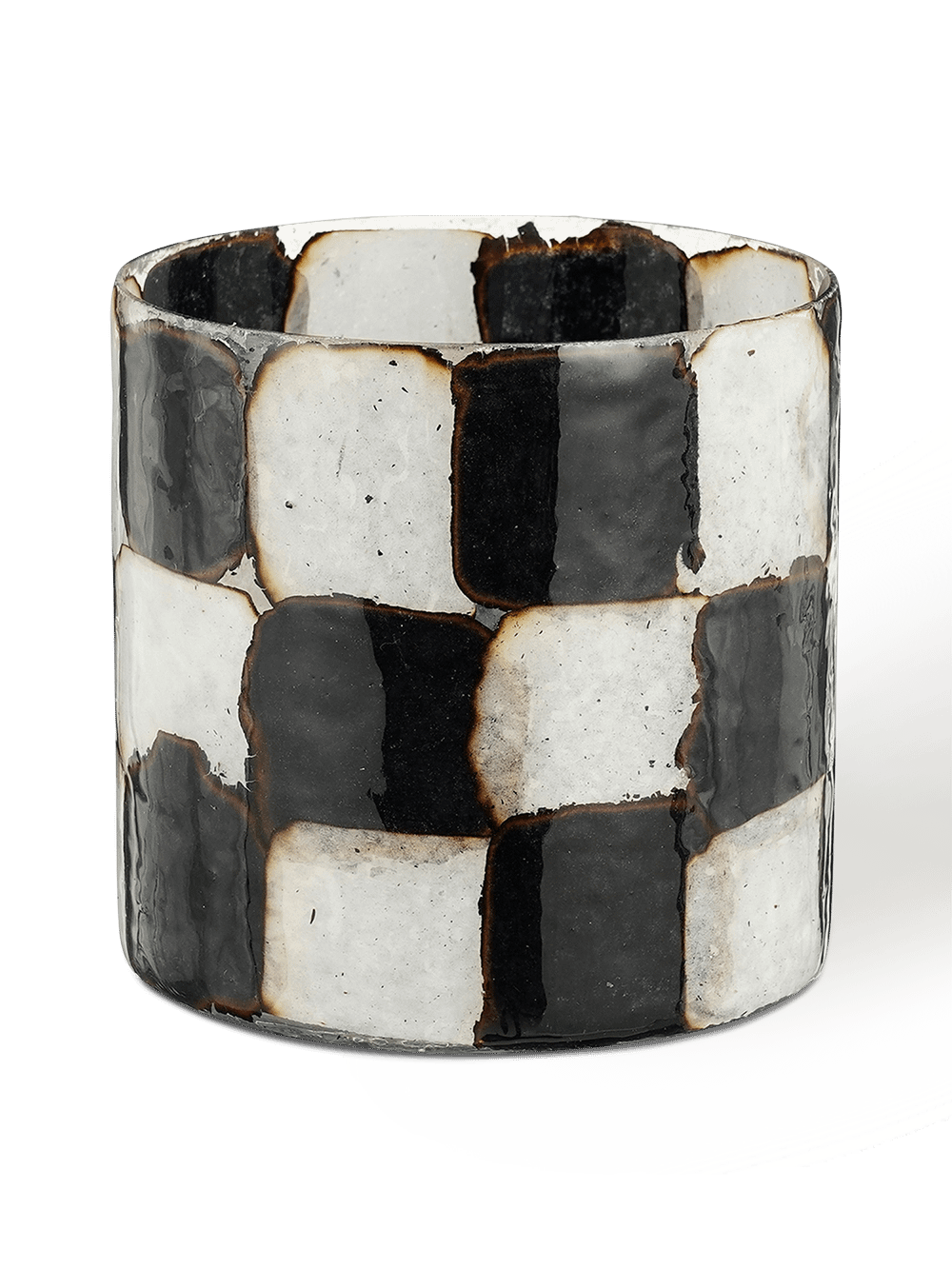 TL-Houder BALDERIK L Glas Vierkantjes Wt/Zw