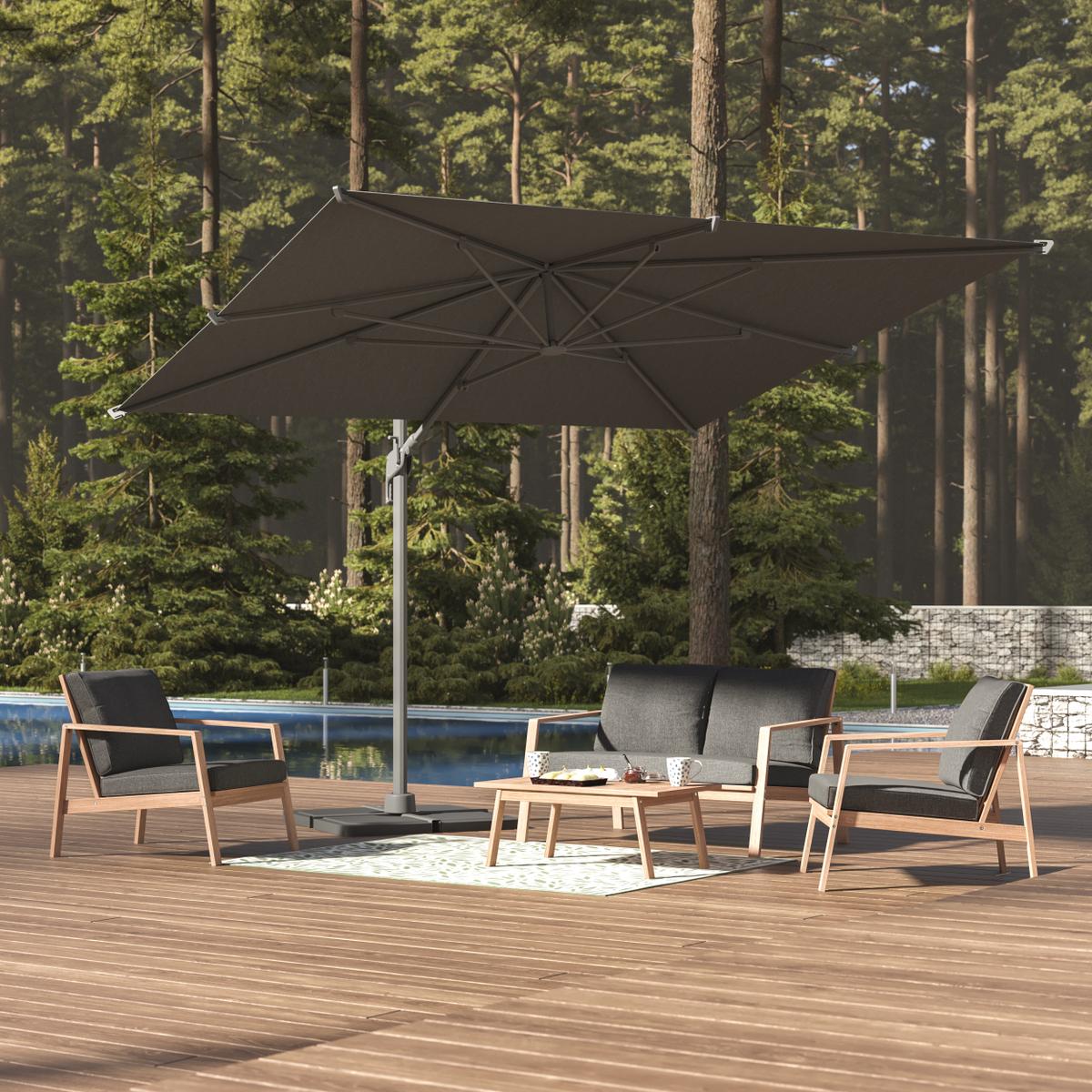 Zweefparasol GUBBIO Kantelbaar Grijs