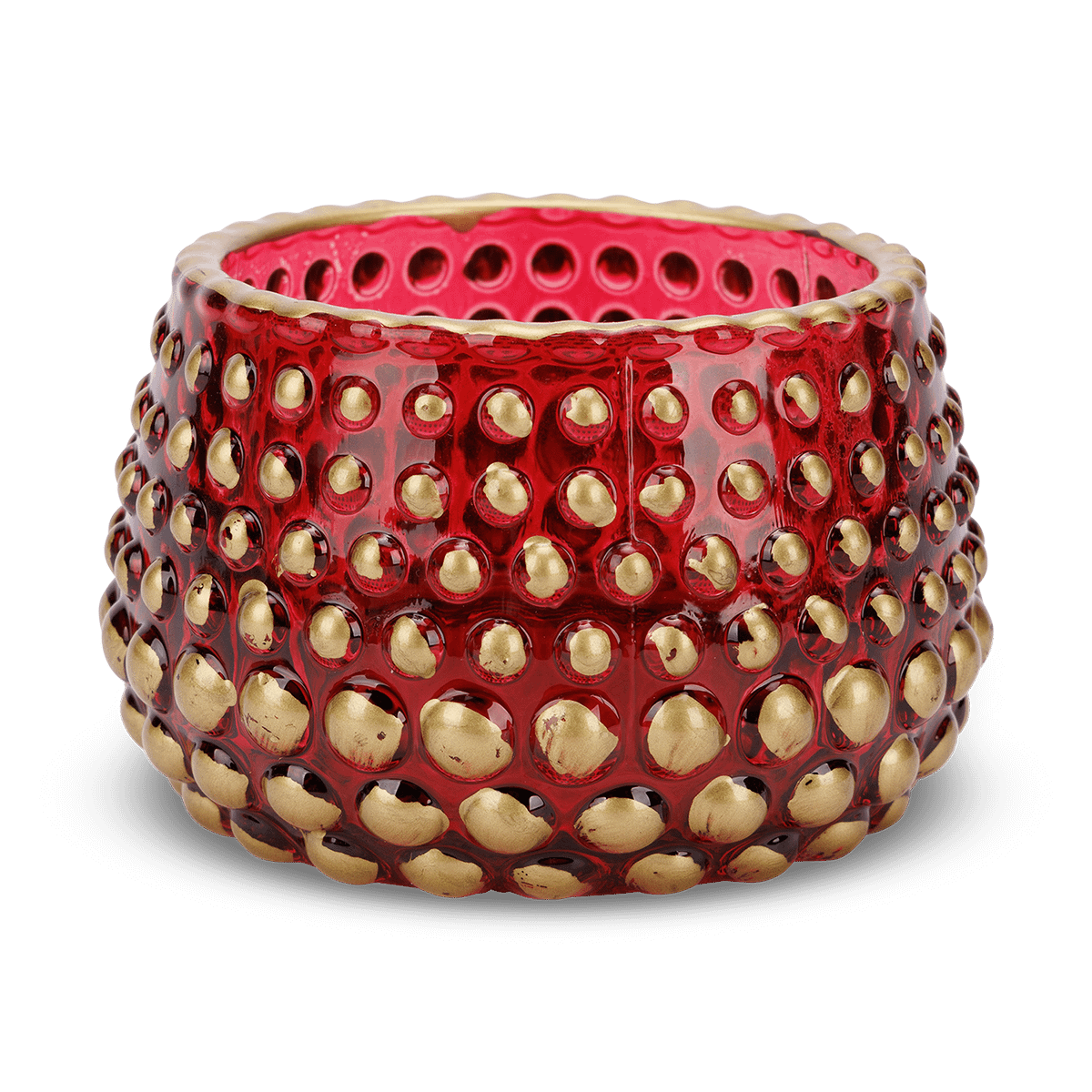 TL-Houder COLZI Glas Rood/Gouden Dots