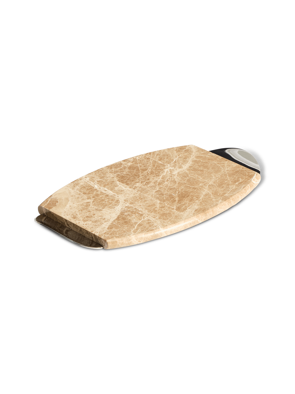 Adoma serveerplank van beige marmer en metaal
