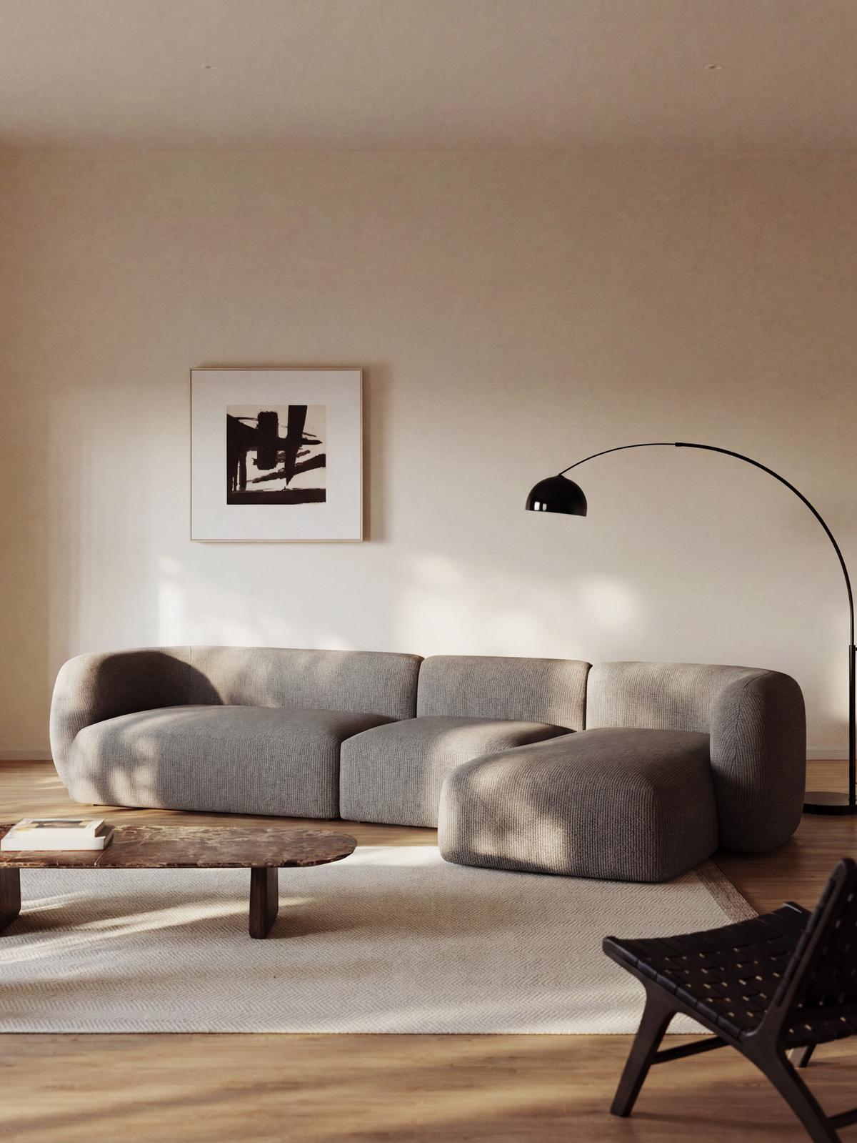 Hoeksalon Martina Longchair Rechts Steenkleur B377