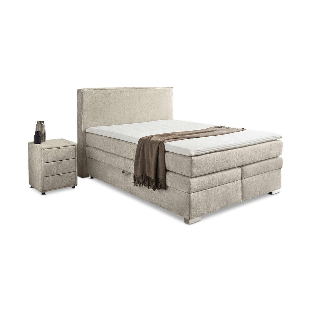 Boxspring WESTLAND 140x200 met Opberg Chenille Beige