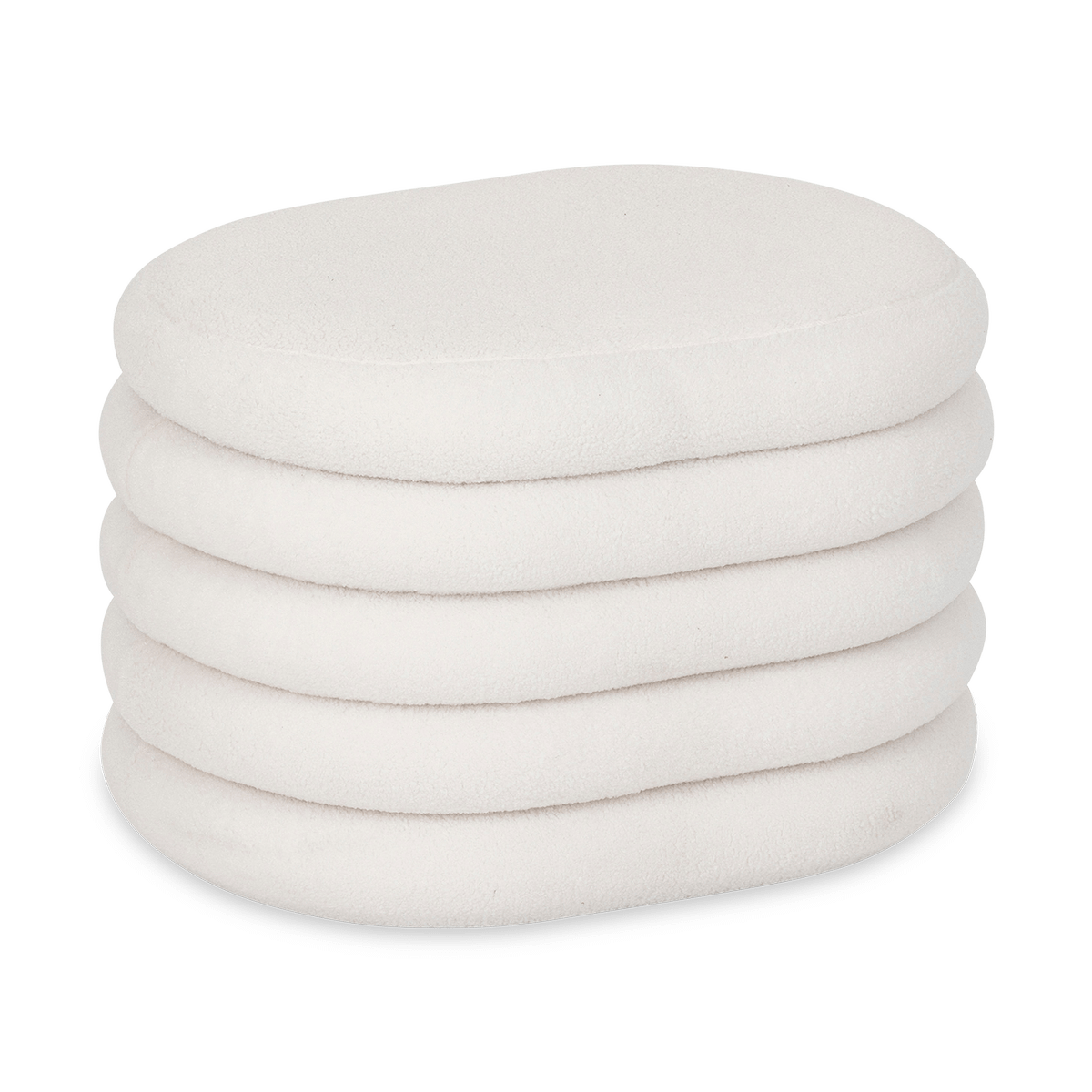 Opbergpouf ZILXIA Ovaal Bouclé Wit