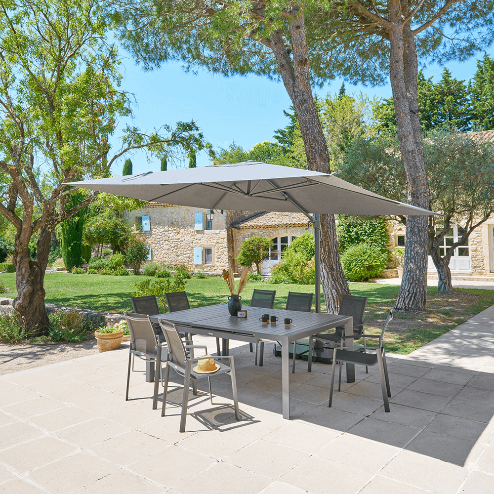 Zweefparasol AREZZO Vierkant Kantelbaar Grijs Zweefparasol AREZZO Vierkant Kantelbaar Grijs