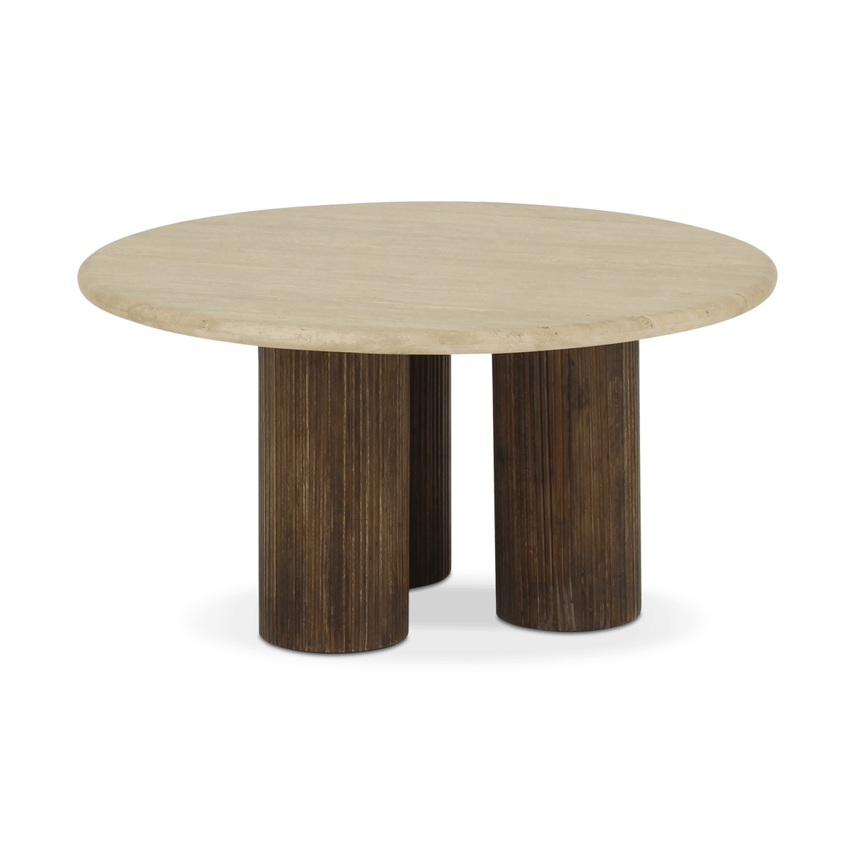 Salontafel PURNIMA Ø90 Travertijn/Mango Donkerbruin