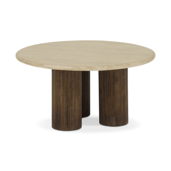 Salontafel PURNIMA Ø90 Travertijn/Mango Donkerbruin Salontafel PURNIMA Ø90 Travertijn/Mango Donkerbruin