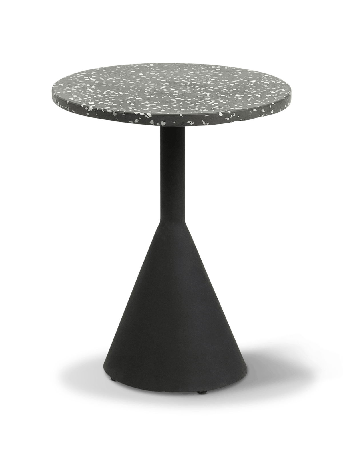 Delano zwart terrazzo bijzettafeltje met zwart stalen poten, ⌀40 cm