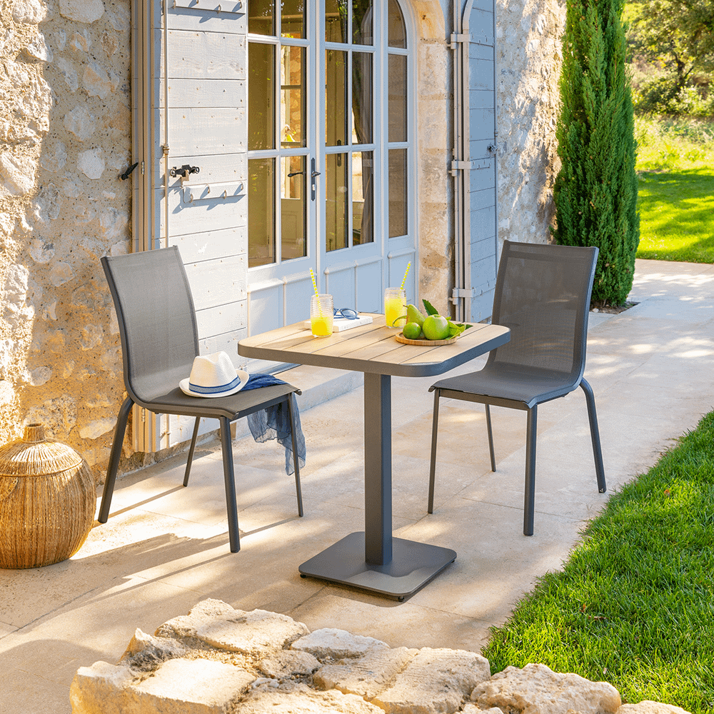 Tuintafel AOSTA Grafiet/Acacia 70,5x70,5