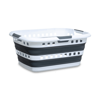 Wasmand LAUNDRIK Plooibaar Wit/Grijs Wasmand LAUNDRIK Plooibaar Wit/Grijs
