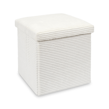 Opbergpouf COLLETE Vk Rib Wit Opbergpouf COLLETE Vk Rib Wit