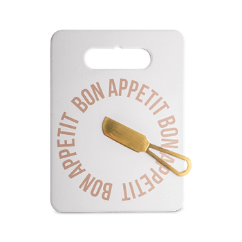 Serveerplank BON APPETIT M/Kaasmesje Wit/Goud Serveerplank BON APPETIT M/Kaasmesje Wit/Goud