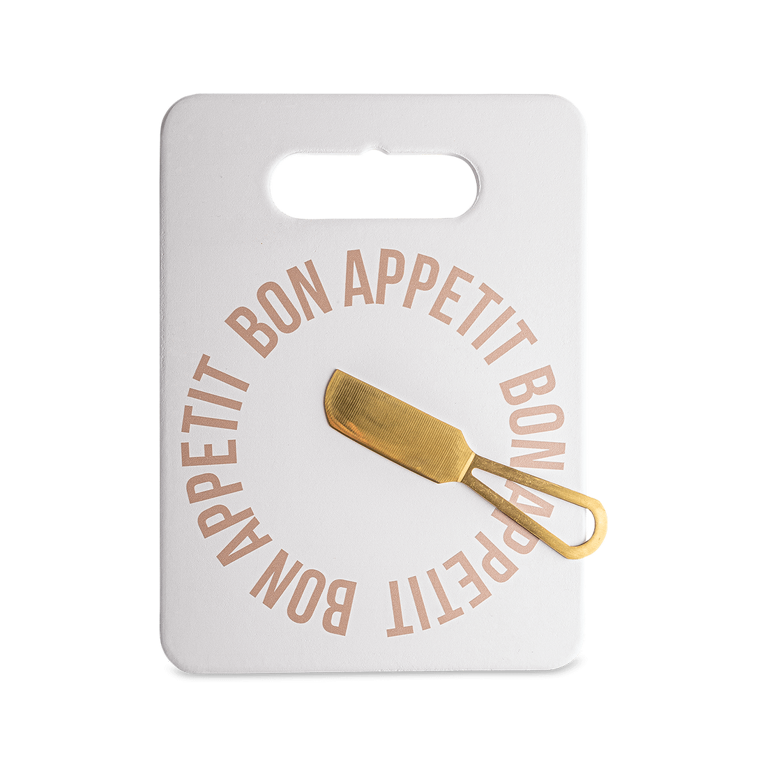 Serveerplank BON APPETIT M/Kaasmesje Wit/Goud Serveerplank BON APPETIT M/Kaasmesje Wit/Goud