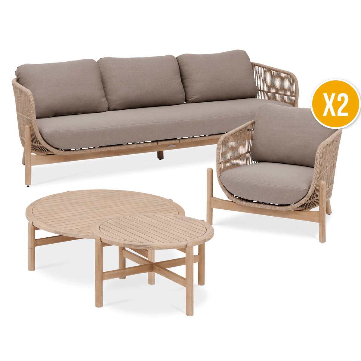 Loungeset TRAPANI Acacia/Taupe