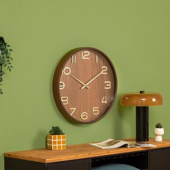 Klok IRKIS Rond Ø55 Houtlook Bruin Klok IRKIS Rond Ø55 Houtlook Bruin