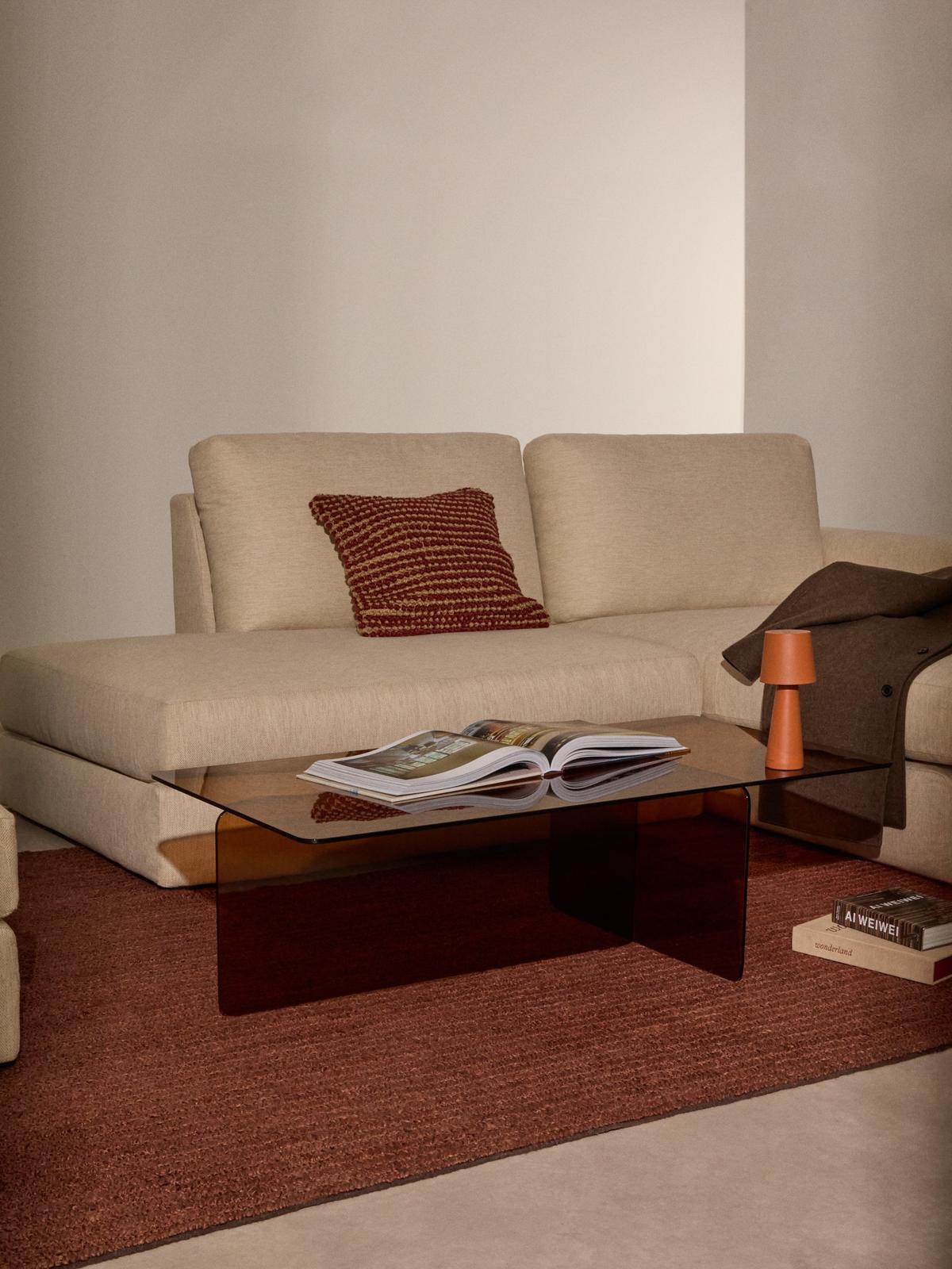 Zaren salontafel van bruin gehard glas 120 x 60 cm