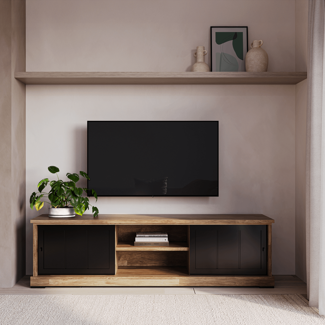 Tv-Meubel TOLUCA Old teak/Zwart B209
