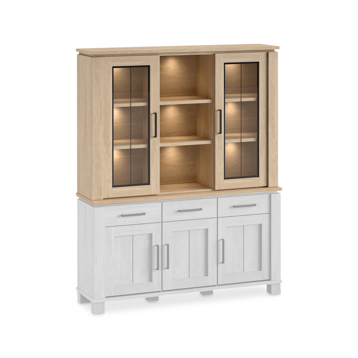 Opzetkast Vitrine/Nis BELMONTE Brushed Sand Oak B162
