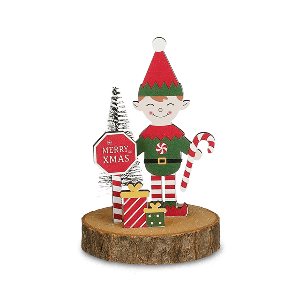 Figuur Elf Hout/Groen/Rood Ass.