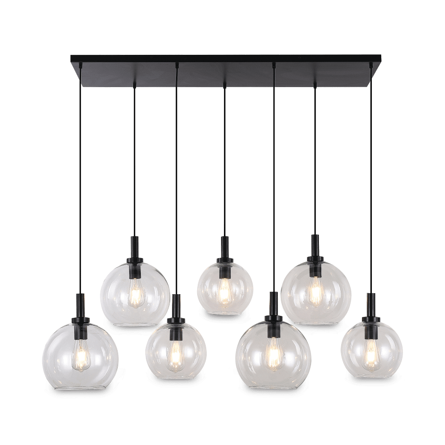 Hanglamp OSIRA 7Del. Zwart/Glas Helder Hanglamp OSIRA 7Del. Zwart/Glas Helder