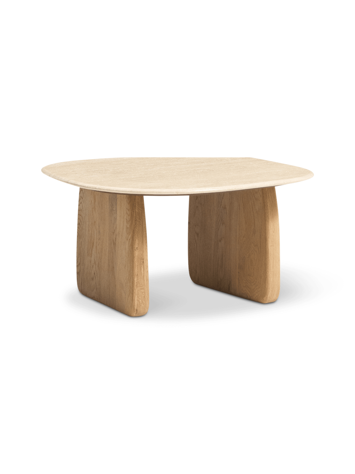 Bijzettafel Pirita Beige travertin/Naturel 71 x 70 cm