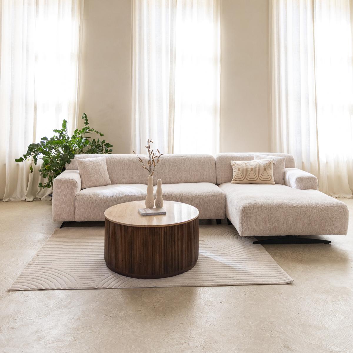 Hoeksalon KOKOMO Longchair Rechts Cream